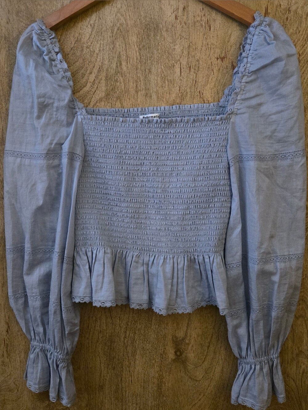 Reformation Roland Top Mineral Blue
